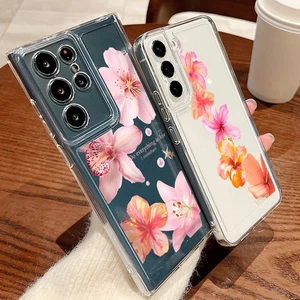 For Samsung S25 Ultra S24 S23 A26 A16 A15 A55 Shockproof Clear Flower Case Cover - Picture 1 of 18