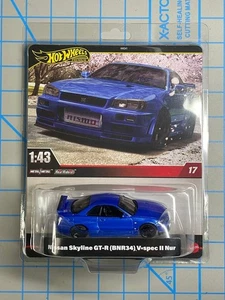Hot Wheels Premium Nissan Skyline GT-R (BNR34) V-Spec Maßstab 1:43 1:43 Real Rider - Bild 1 von 5
