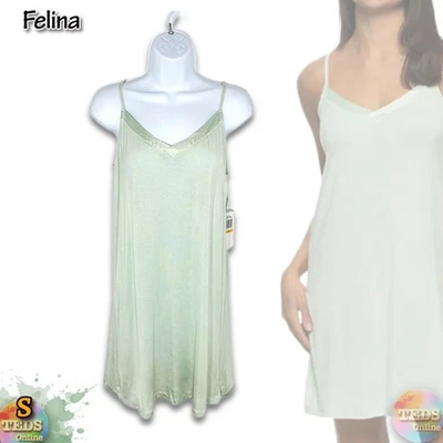 NUEVO CON ETIQUETAS Felina Mujer S Elysees Sin Mangas Satén Cuello en V Chemise - Rocío Foto 1 de 4