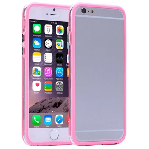 Custodia Bumper in TPU Trasparente e Rosa per Apple iPhone 6 Plus - Immagine 1 di 1