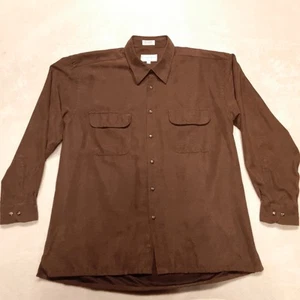 Preswick & Moore Sport Mens Soft Sueded Button Shirt Sz.Large Brown Long Sleeve - Picture 1 of 10