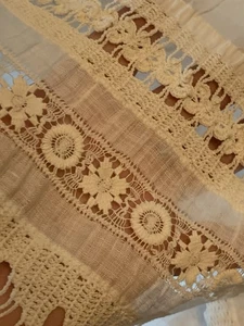 Antique Cotton Slip Under Skirt Flounce Gathered Heavy Broderie Angliese As Is - Picture 1 of 21