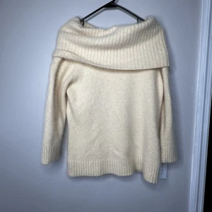 Finity Pullover Elfenbein Creme Schulterfrei Lammwolle Angora Gr. Large - Bild 1 von 3