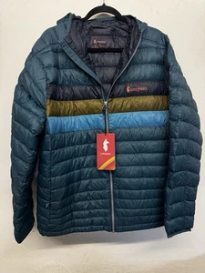 Cotopaxi Men's XL Fuego Hooded Down Jacket 800 fill Packable Abyss Stripes NEW - Picture 1 of 12
