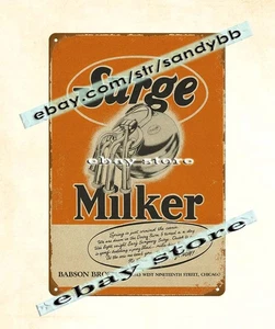 1948 BABSON BROS SURGE ORDEÑADOR SALÓN DE ORDEÑO granja lechera vaca letrero de hojalata - Imagen 1 de 4