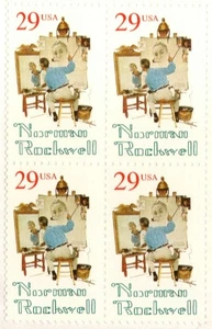 NORMAN ROCKWELL--Block of 4 Collectible Stamps--FREE SHIPPING - Picture 1 of 1