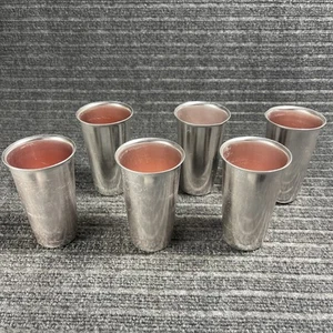 Vintage Hong Kong Spun Aluminum Copper Rose Color Lined Tumbler Cup Lot MCM - Picture 1 of 6