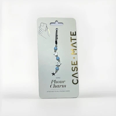 Phone Charm Beaded Blue White Pearls and Stars Case mate mini Universal NEW - Image 1 of 2