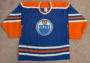 Vintage CCM Maska Air Knit Edmonton Oilers Blue Hockey Jersey Men's M - Picture 1 of 5