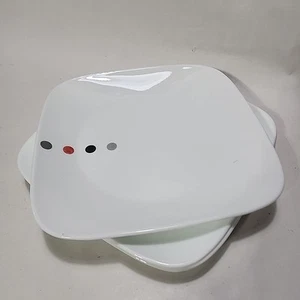 Set 4 - Corelle 4 Dots Ultra 10-1/2" Square Dinner Plates Clean Chip Free - Picture 1 of 5