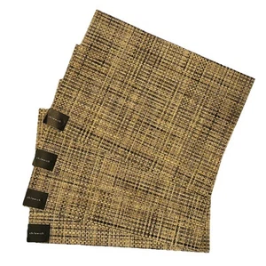 Set Of 4 Tan Multi Color “Bark” Weave Chilewich Basketweave Placemats 12”x16” - Picture 1 of 3