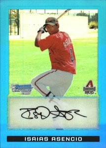 2009 Bowman Chrome Prospects Blue Refractors Card #BCP165 Isaias Asencio