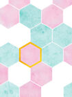 Geometric Hexagons Texture Framed Wall Art Print 9X7 In