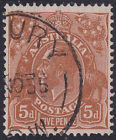 Australia KGV 5d Brown. C of A Watermark. USED (S217)