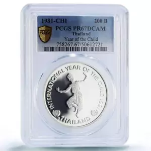 Thailand 200 baht UNICEF Save the Children Child Year PR67 PCGS silver coin 1981 - Picture 1 of 2