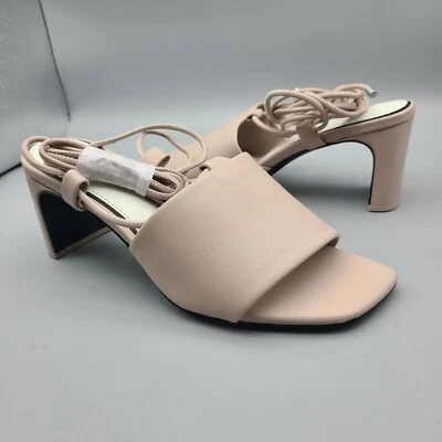 Rag & Bone Emma Tie Sandals Women Pale Pink Leather Heels Size 7 37 New - Image 1 of 4