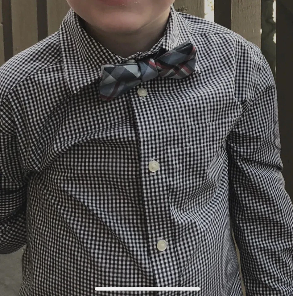 Toddler Boys Cat & Jack Long Sleeve Button Down Dress Shirt Bow Tie Combo Sz 4/5 - Image 1 of 4