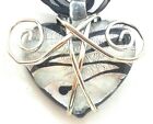 Silver Foil Blown Glass Heart Pendant Necklace on Lacing