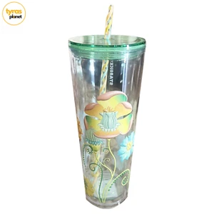 2025 Starbucks Green Flower Clear Venti Tumbler - NEU - Bild 1 von 4