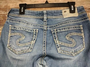 Pantalones de mezclilla plateados Suki tiro medio elásticos para mujer talla 29 reales 31 Wx25,5 L - Imagen 1 de 11
