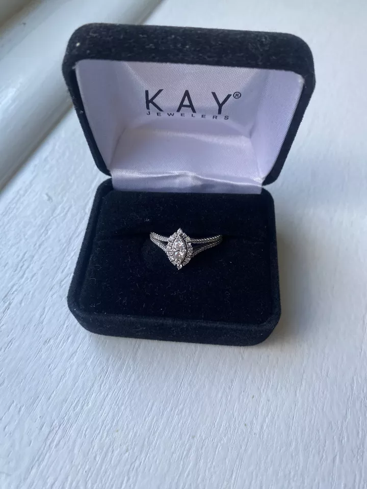 LabGrown Diamonds Marquise-Cut Halo Engagement Ring 3/4 ct tw 14K White Gold SZ8 - Image 1 of 4