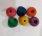 6 Pc Colorful  Bell Shaped Wood Balls Parrot Bird Toy Crafts Parts