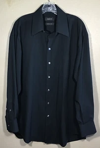 Camicia nera CLAIBORNE uomo antirughe manica lunga con bottoni taglia large C2 - Foto 1 di 9
