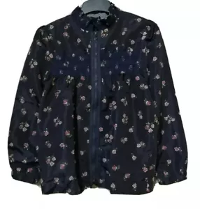 Floral Navy Zipped Windbreaker Jacket - Picture 1 of 9
