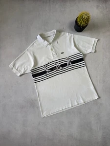 Very Rare Vintage Lacoste Tennis Polo Shirt Embroidered White Mens M Size 80s - Picture 1 of 9