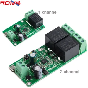 1 módulo de conmutador de relé inalámbrico WiFi de 2 canales 7V-32V eWelink aplicación control remoto - Imagen 1 de 3