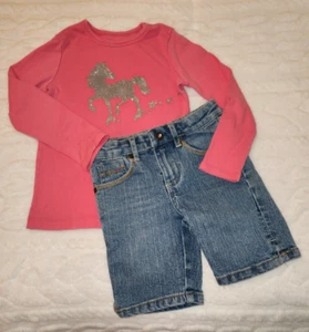 Arizona Jean Co Sz 4 Slim Capri Jeans/Carters Sz 4 Pink Shirt Little Girl Outfit - Picture 1 of 15
