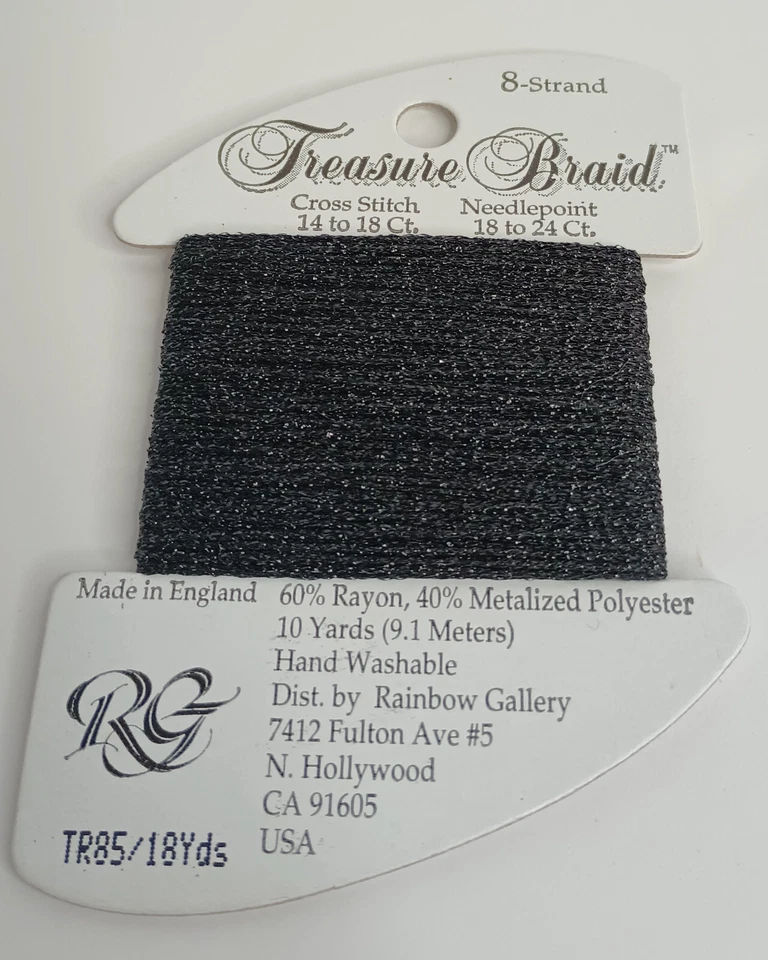 Rainbow Gallery Treasure Braid Black Needlepoint Cross Stitch TR85 18 Yards - Image 1 of 1