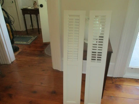 Antique interior shutters/half louver and solid. Hand painted "White Dove" Cover