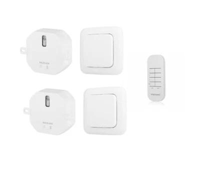 Funk-Lichtschalter-Set 2 Einbauschalter 2 Wandtaster 1 Fernbedienung Schalterset - Bild 1 von 4