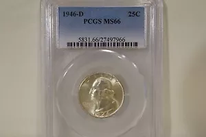 1946-D 25C Bright White Washington Quarter PCGS MS66 - Picture 1 of 5