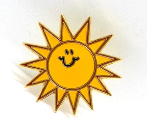 Yellow Happy Sunshine Sun Pin Gold Tone Lapel Enamel Backpack - Picture 1 of 3