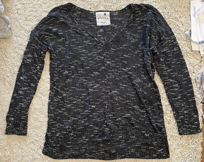 PIECES Kensie black white long sleeve v-neck sweater knit top XL extra large - Image 1 of 4