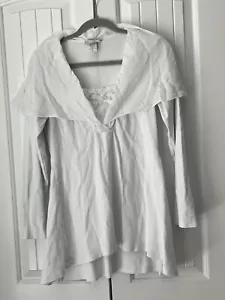 weiche Umgebung Shirt Gaze Spitze drapiert Umschlagausschnitt Tunika Top Medium - Bild 1 von 6