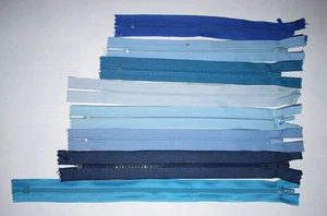 Spiralen REIßVERSCHLUSS nicht teilbar Paket Blautöne 8 Stück - Bild 1 von 4