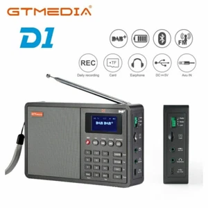 GTMEDIA D1 DAB/FM Radio USB TF LCD Digital MP3 Player Speaker AUX Rechargeable - Picture 1 of 12