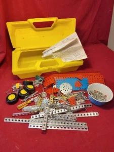 Vintage Gabriel Erector Set. Yellow Plastic Case. Parts & Instructions see photo - Picture 1 of 8