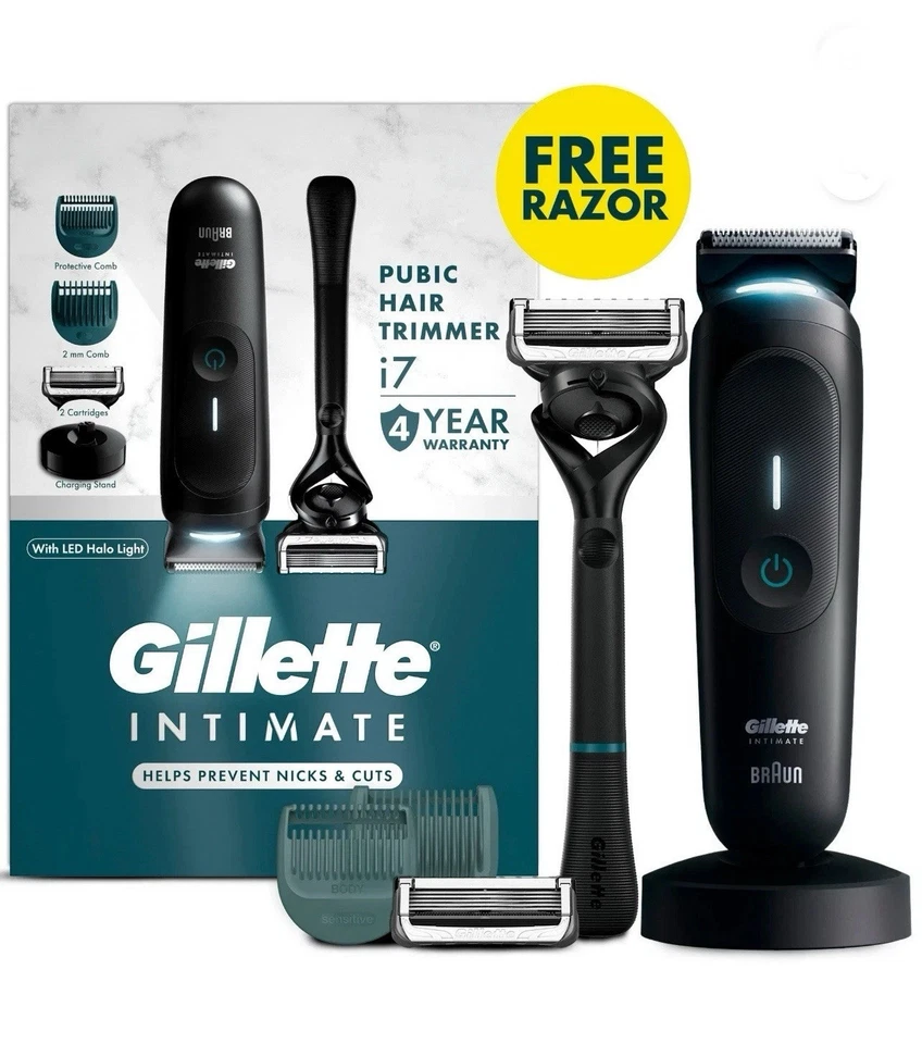 Gillette Intimate i7 Men’s Premium Body &Pubic Hair Trimmer w/Razor Sameday Ship - Image 1 of 4