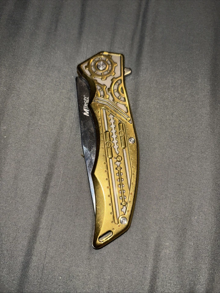 M-Tech USA Gold Engraved Folding Knife - Image 1 of 4