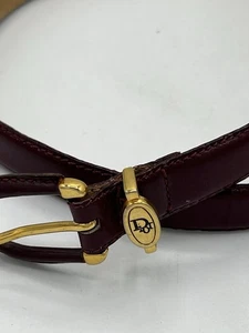 Christian Dior schmaler Ledergürtel schwarz burgund weinrot M/L 10010 Vintage - Bild 1 von 5