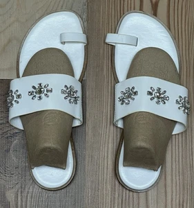 Sandalias planas Michael Kors Sonya cristal adornado cuero blanco 9M - Imagen 1 de 9
