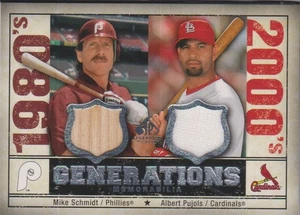 08 LEGENDARY CUTS *MIKE SCHMIDT/ALBERT PUJOLS GW JERSEY-BAT - Picture 1 of 1