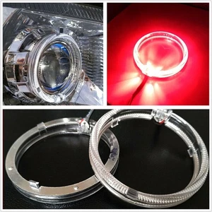 1 Paio Faro Auto Universale 2,5" LED Rosso DC12V Retrofit Angel Eyes Halo Ring - Foto 1 di 8