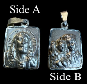 TAXCO México DOBLE CARA 925 Plata Jesucristo Virgen Madre María Colgante - Imagen 1 de 10
