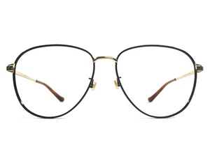 Gucci Eyeglasses Frames GG0577OA 002 Shiny Black Gold Pilot Asian Fit 57-15-140 - Picture 1 of 13