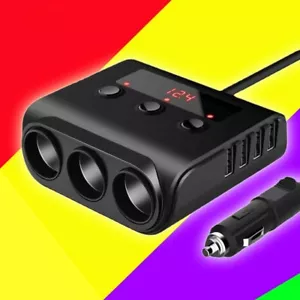 4USB Car Charger Cigarette Lighter Socket Splitter Port Charger Power Adapter - Picture 1 of 13